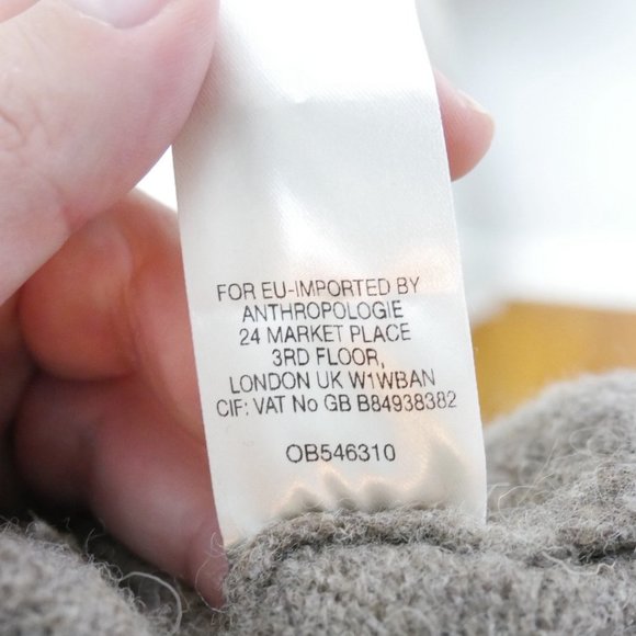 Anthropologie Moth Oatmeal Brown Grey Wool Knit Open Cardigan with Tie Medium - Picture 5 of 11